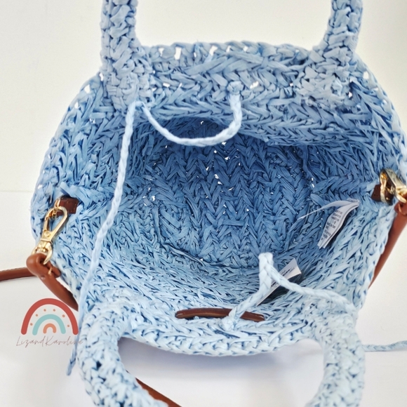 New! J. Crew Small Malta Handwoven Straw Bag with Leather Strap - Picture 9 of 12